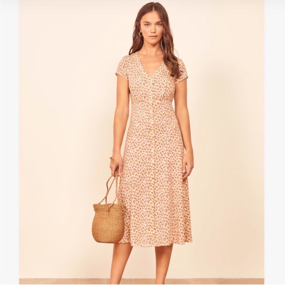 Reformation Dresses & Skirts - REFORMATION Denise Carnation Floral Button Front A-line Midi Dress SIZE LARGE